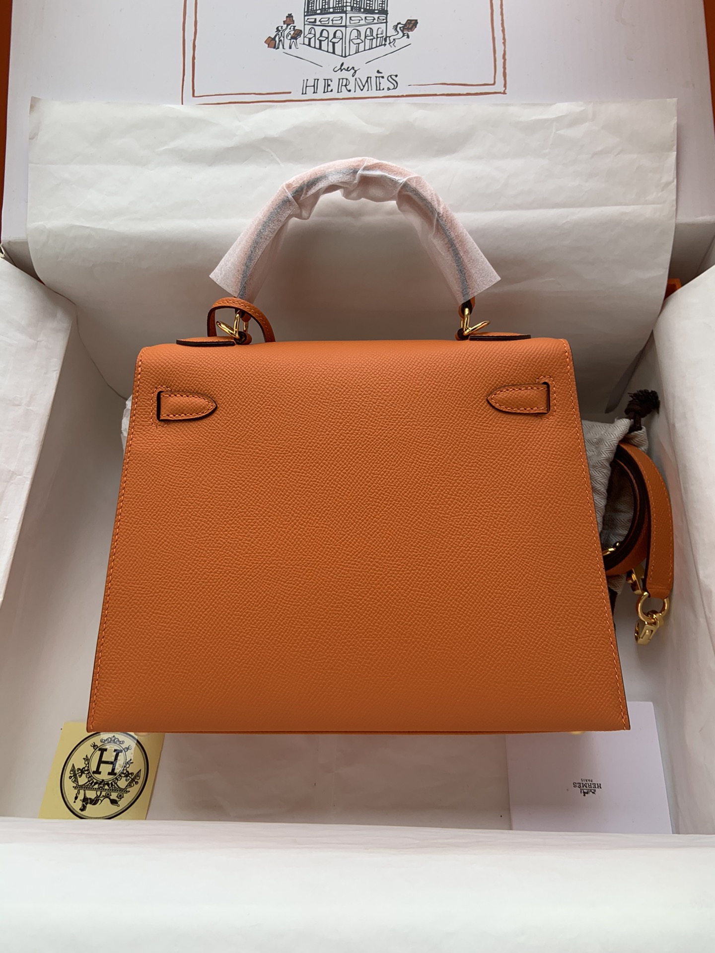 Hermes Kelly 25cm Handbag Shoulder Bag in Orange Epsom Leather